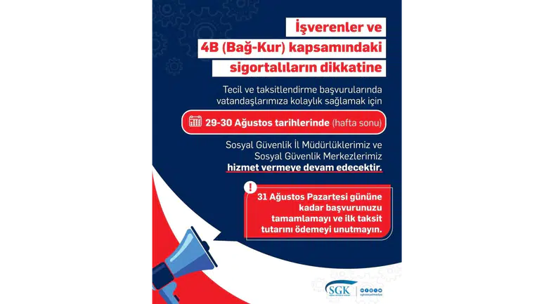 SGK ve Bağ-Kur Borcu Olanlara Hafta Sonu Fırsatı