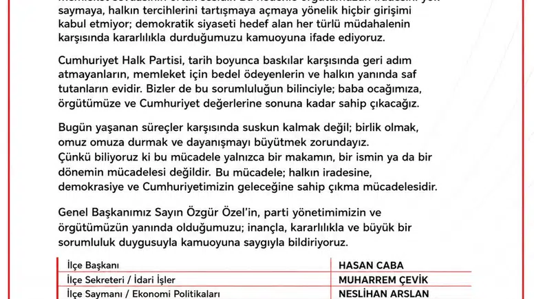 CHP Merzifon’dan Demokrasi Mesajı