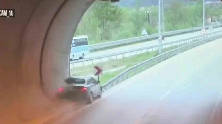 Amasya'da tünel çıkışında kaza