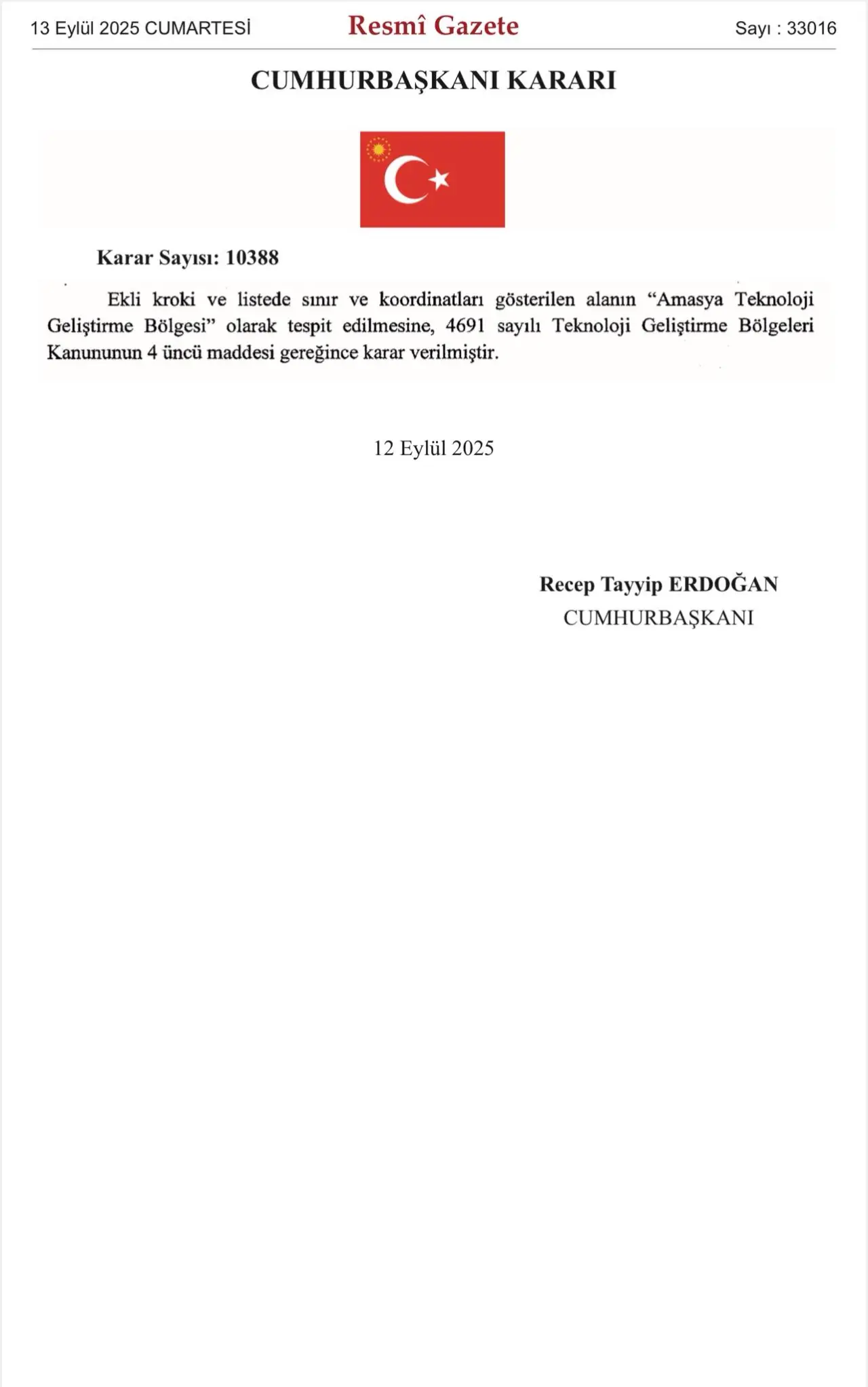 Amasya Teknoloji Geliştirme Bölgesi İlan Edildi 1