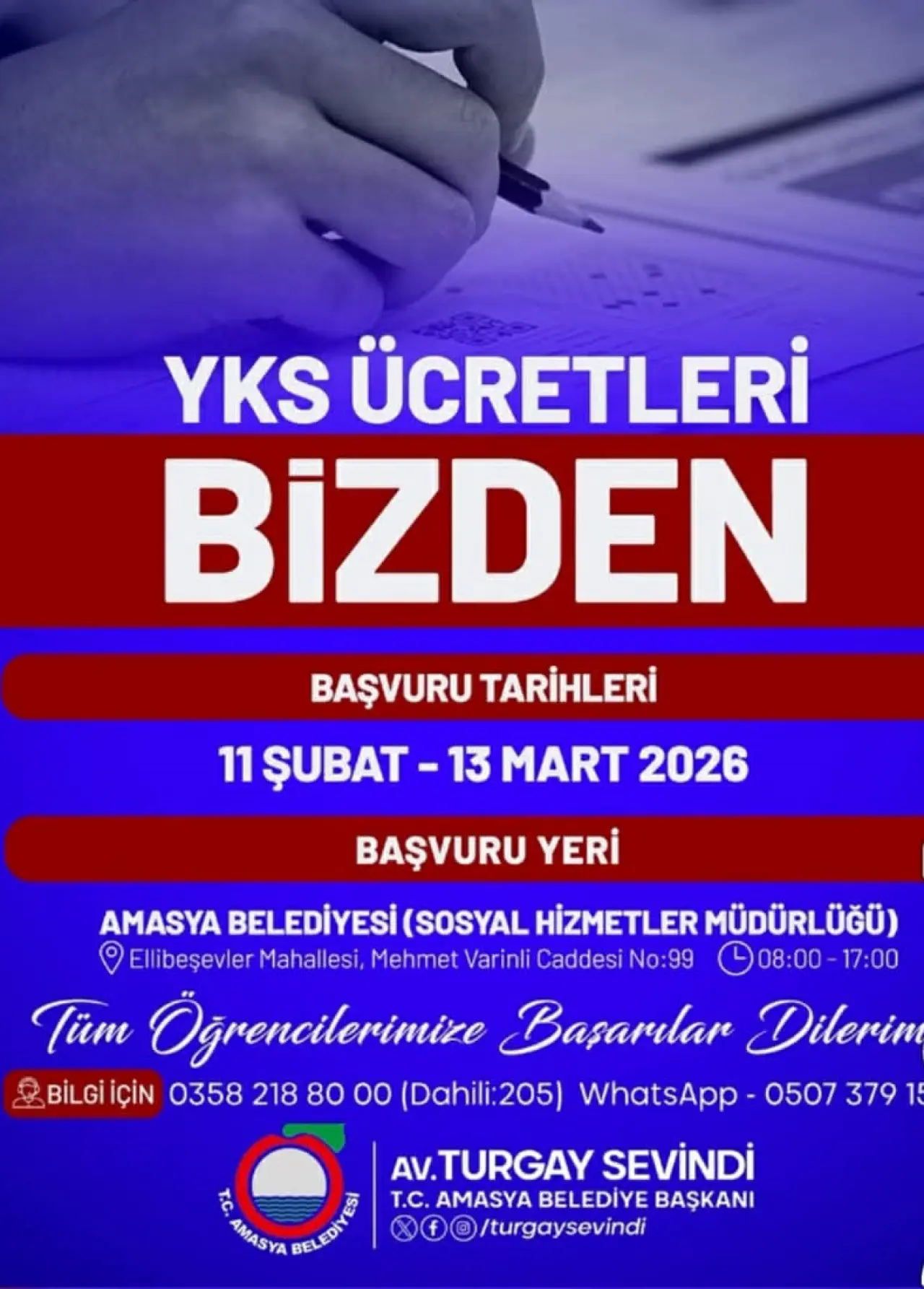 Amasya Belediyesi: YKS Ücreti Bizden 1