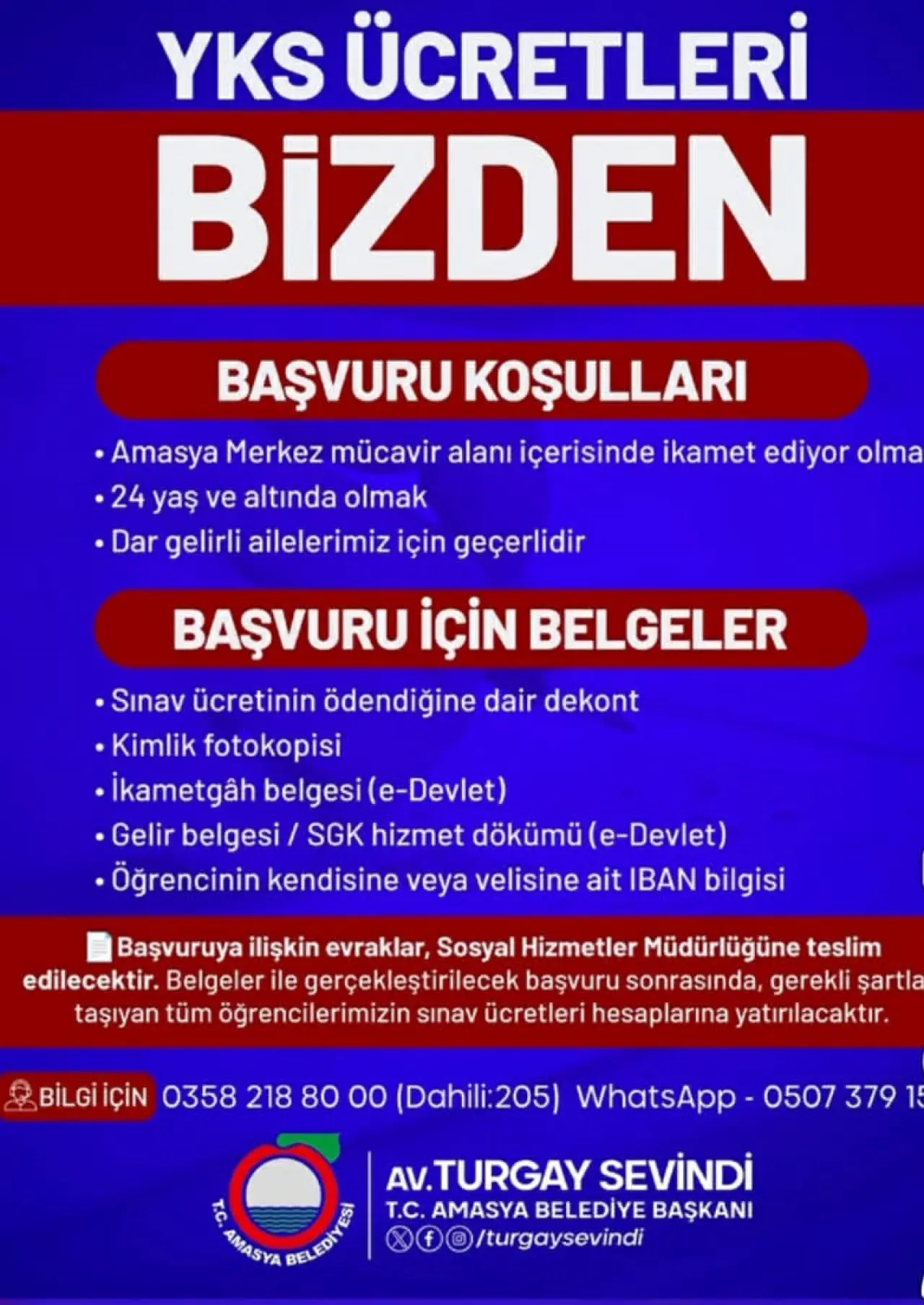 Amasya Belediyesi: YKS Ücreti Bizden 2