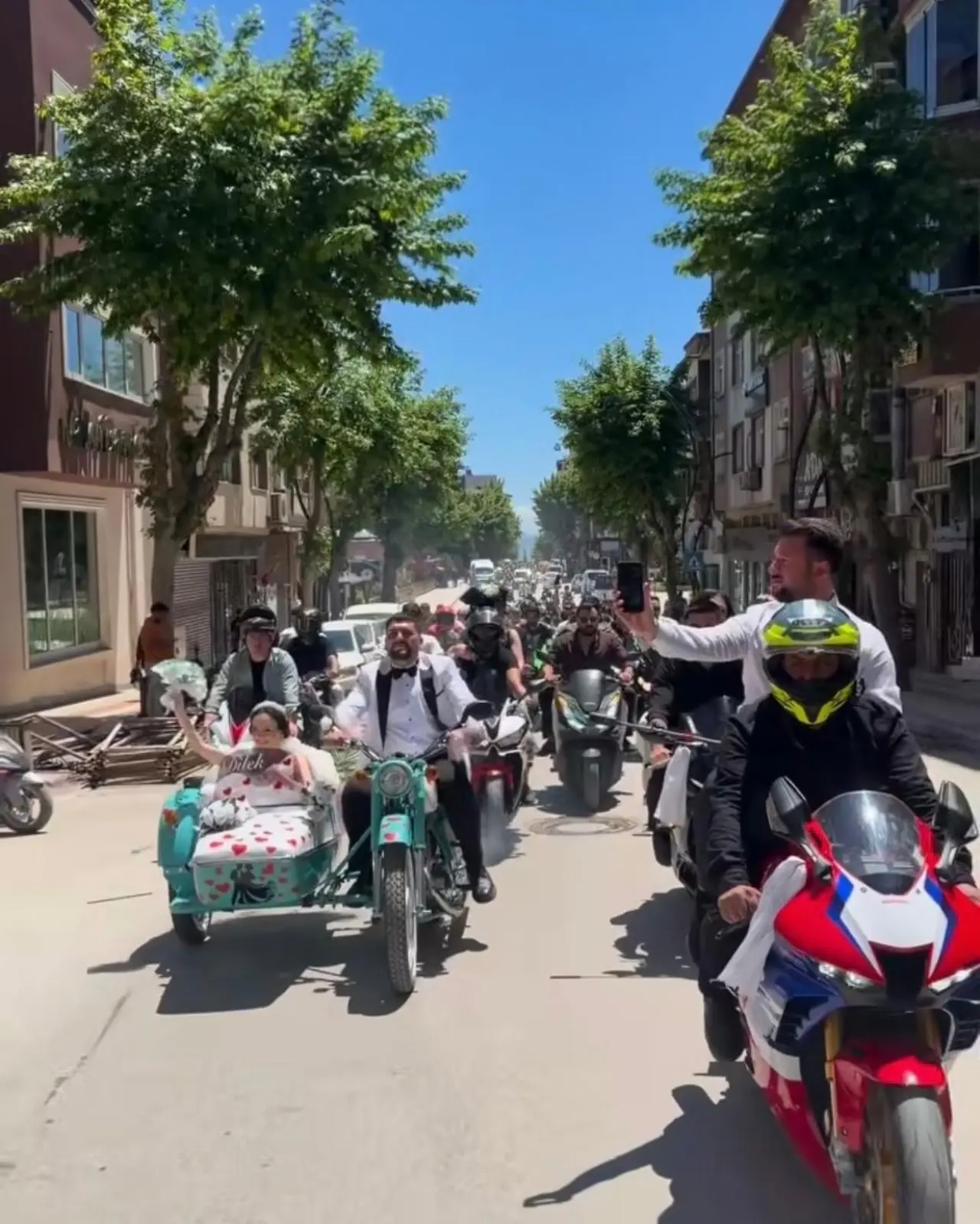 Amasya'da Düğünde Motosikletli Konvoy 2