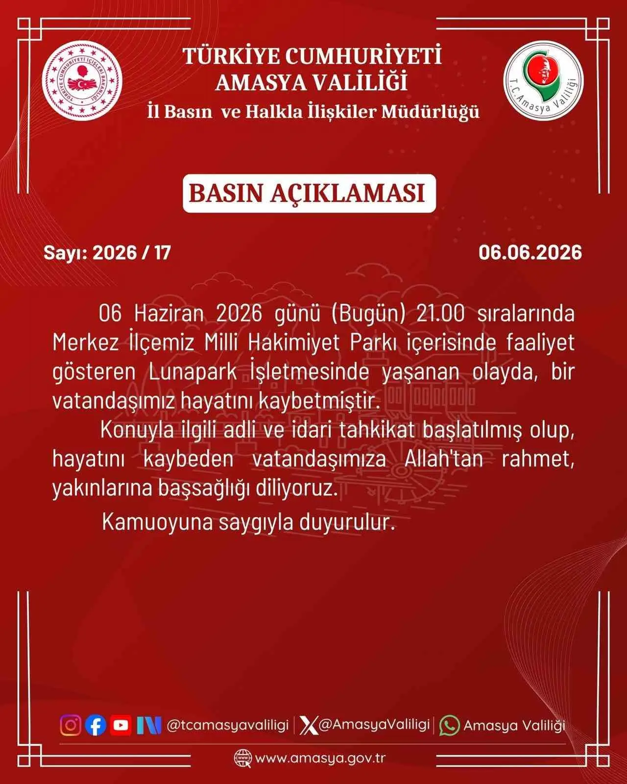 Amasya’da lunaparkta korkunç kaza: 20 yaşındaki genç hayatını kaybetti 1