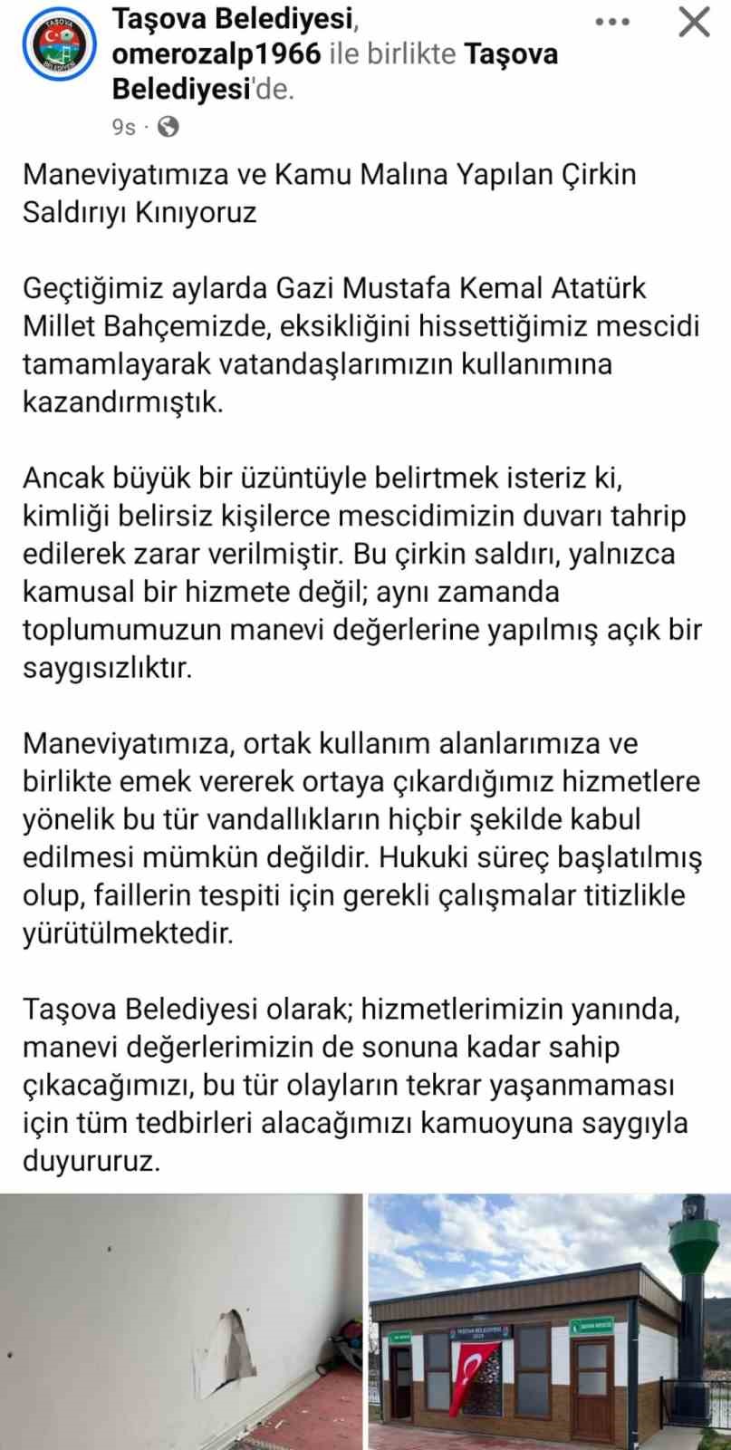 tasovada-millet-bahcesinde-mescit-duvari-tahrip-edildi